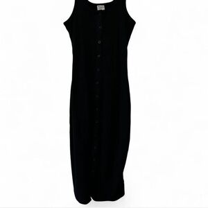 🖤 A NEW DAY Black Button-Front Ribbed Midi Dress, Size XS